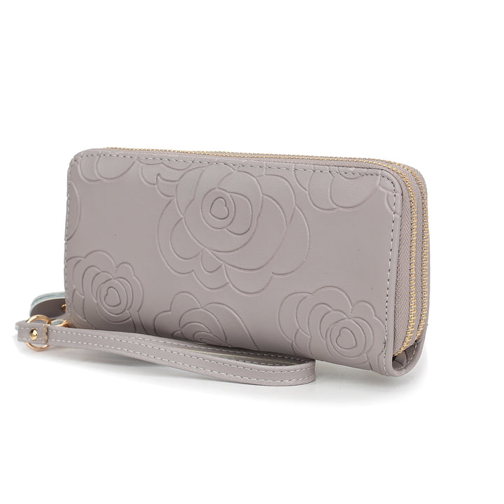 MKF Collection Eve Womens Wallet Genuine Leather Flower-embossed Wristlet Wallet by Mia K Image 6