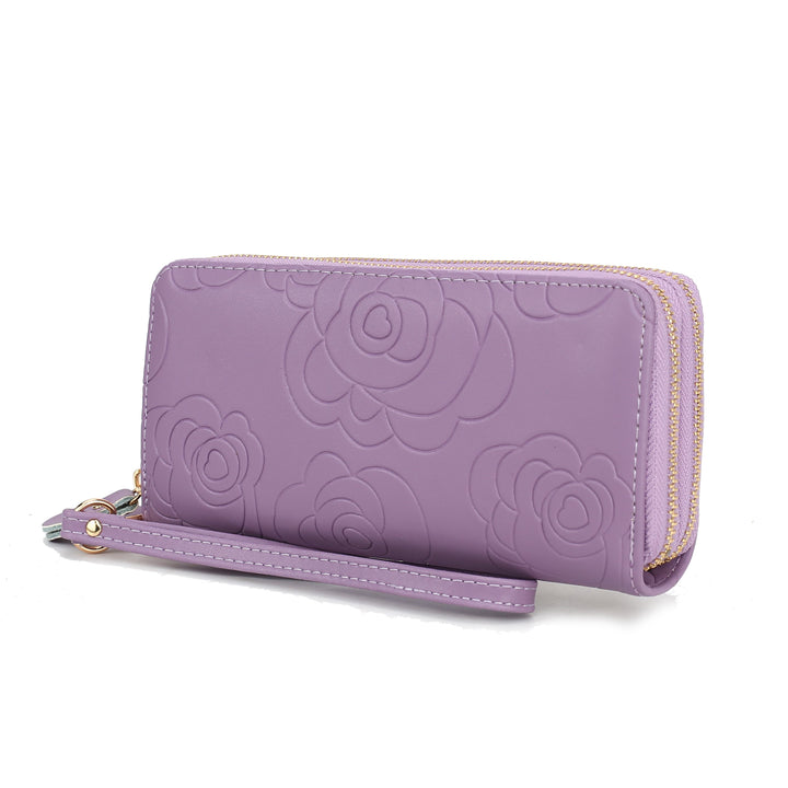 MKF Collection Eve Womens Wallet Genuine Leather Flower-embossed Wristlet Wallet by Mia K Image 7