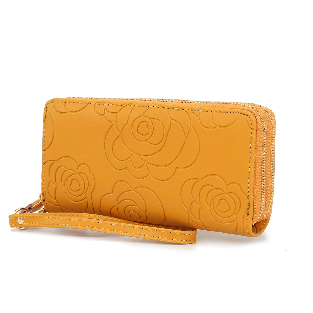 MKF Collection Eve Womens Wallet Genuine Leather Flower-embossed Wristlet Wallet by Mia K Image 8