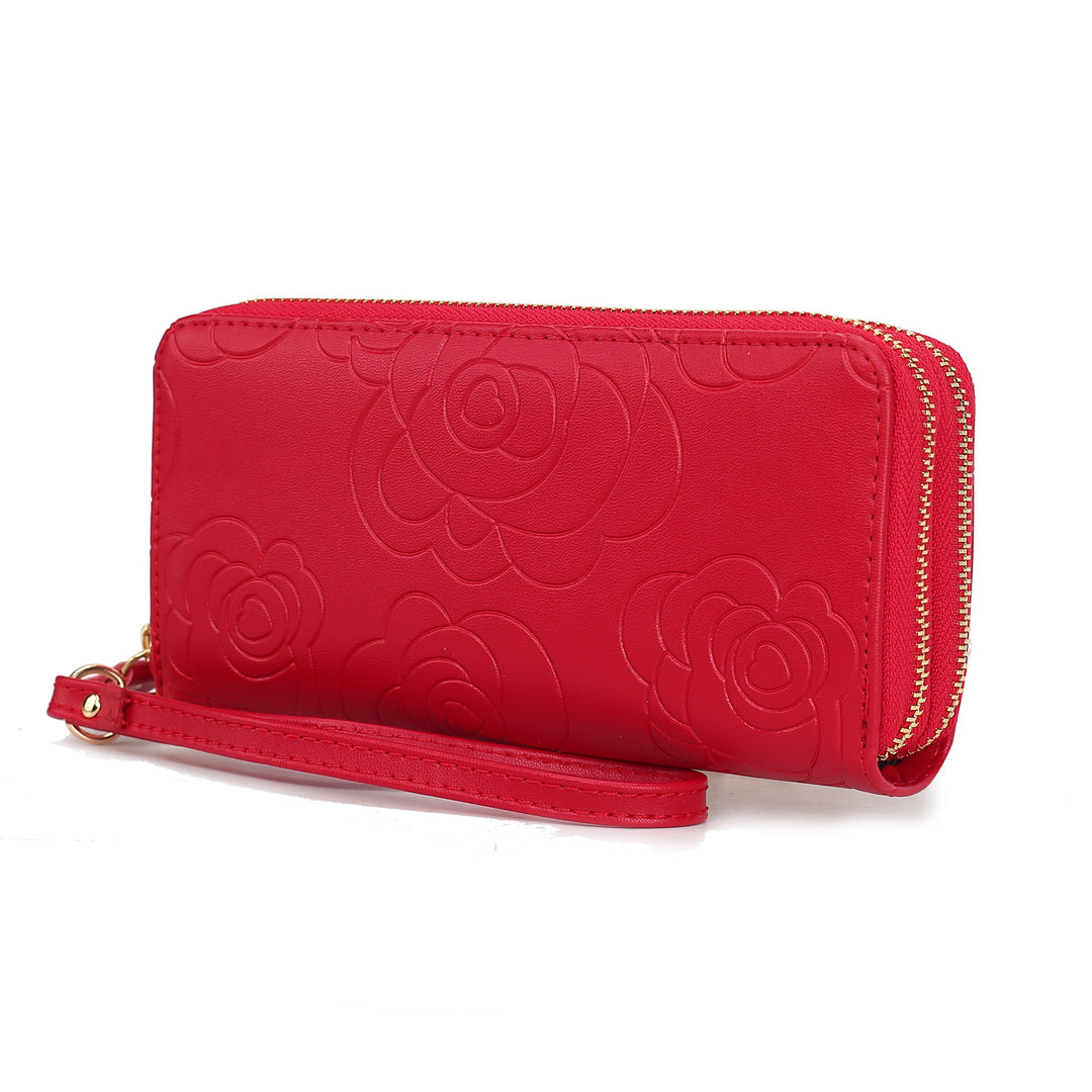 MKF Collection Eve Womens Wallet Genuine Leather Flower-embossed Wristlet Wallet by Mia K Image 9