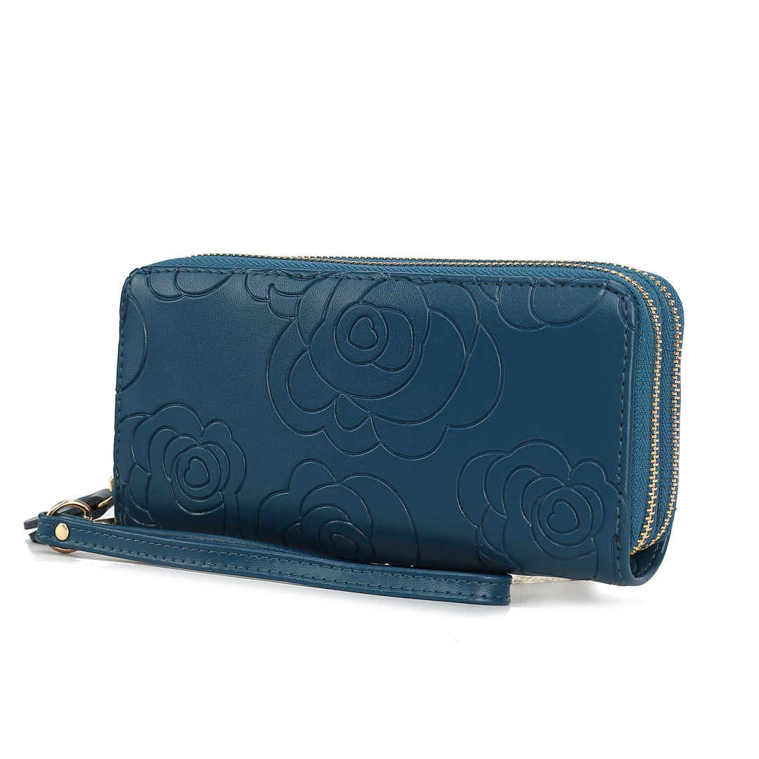 MKF Collection Eve Womens Wallet Genuine Leather Flower-embossed Wristlet Wallet by Mia K Image 11