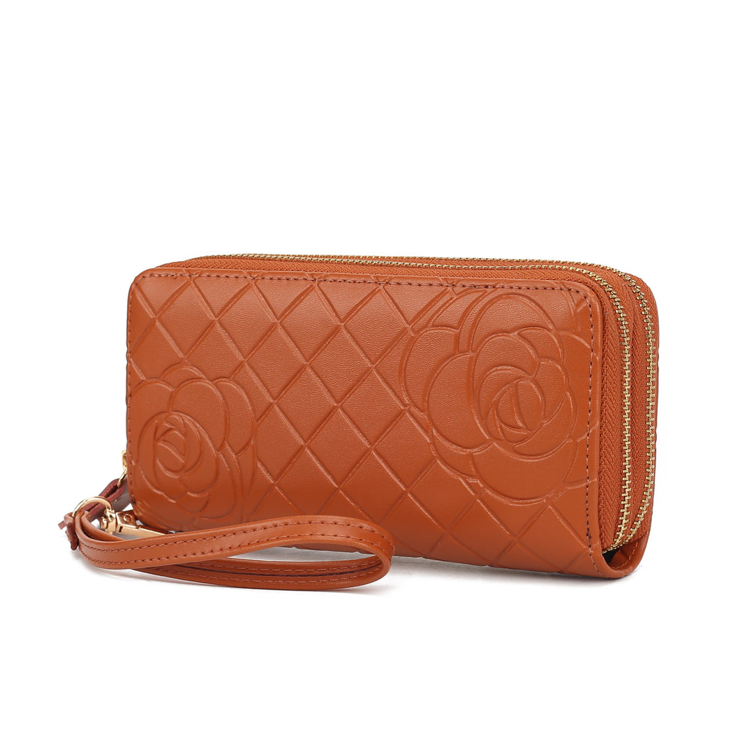 MKF Collection Honey Womens Wallet Genuine Leather Flower-embossed Wristlet Wallet by Mia K Image 4