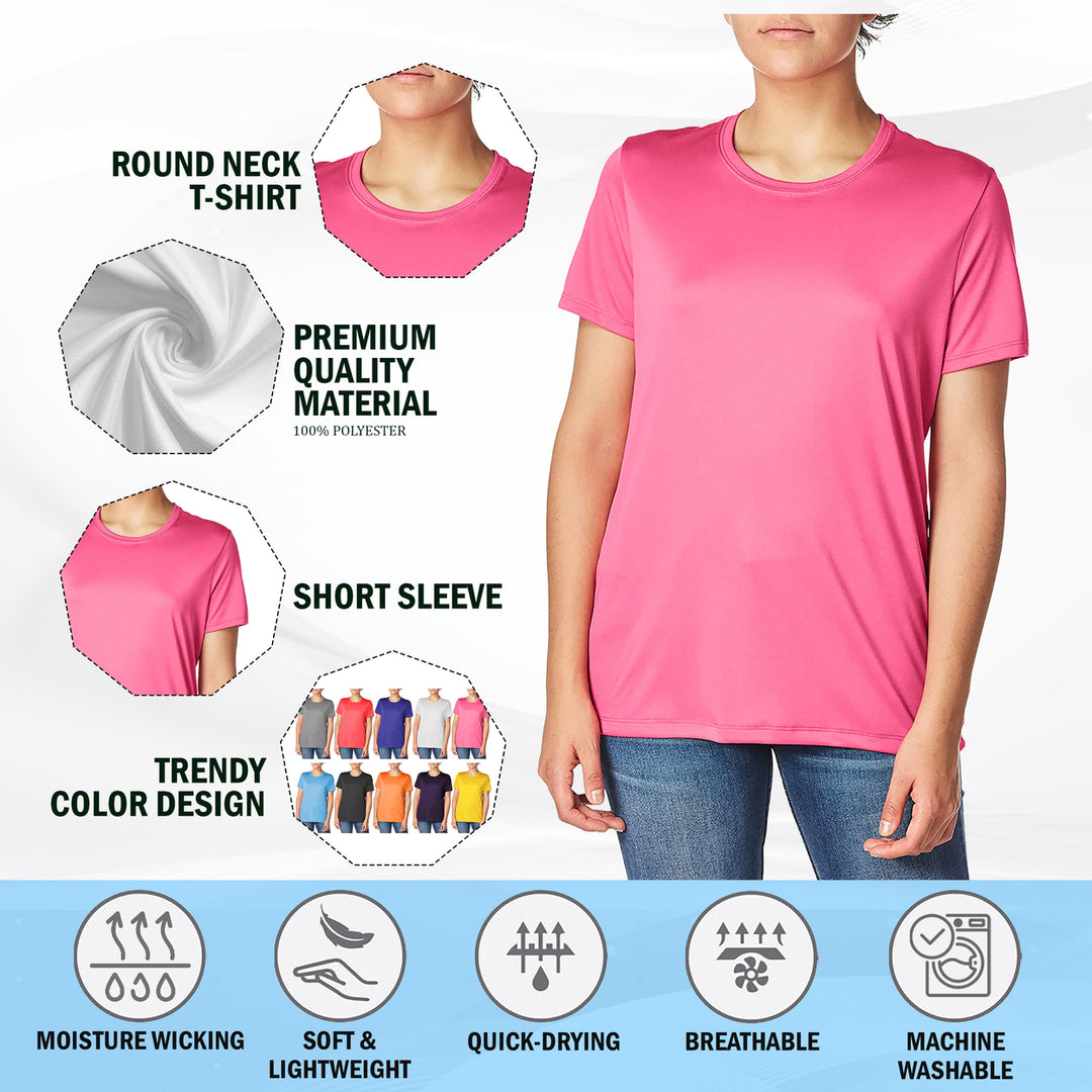 4-Pack Womens Slim-Fit Short Sleeve T-Shirts Plus Size High Performance Breathable Image 11