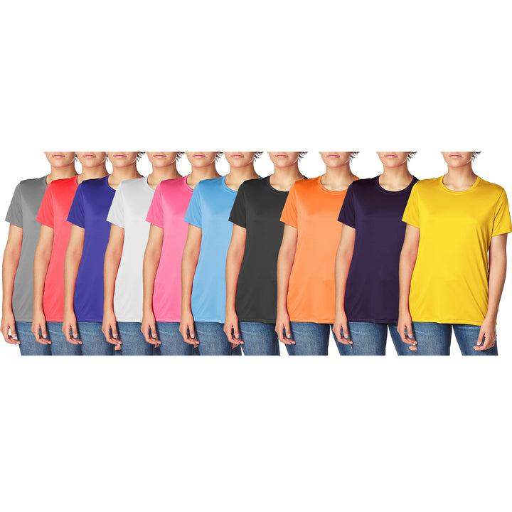 Womens Short Sleeve T-Shirts Plus Size Slim Fit Quick-Dry Activewear 3/6 Pack Image 4