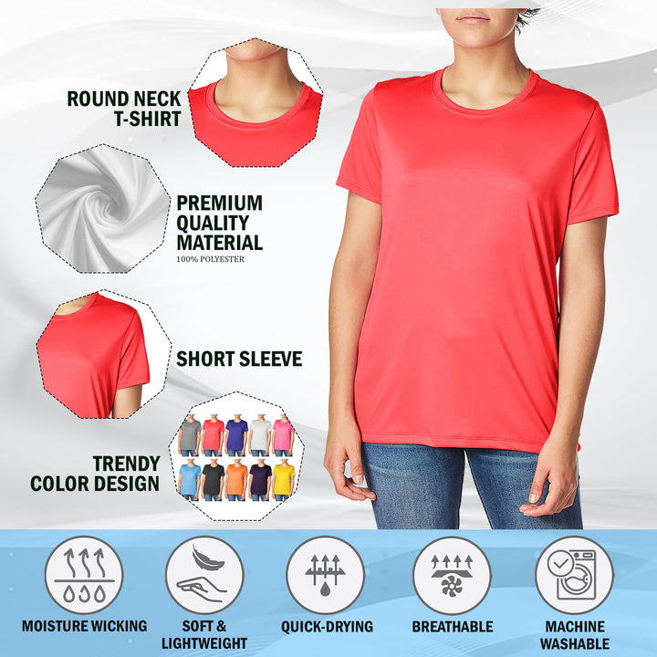 5-Pack Womens Short Sleeve Crew Neck T-Shirts Plus Size Activewear Cotton Blend Image 7