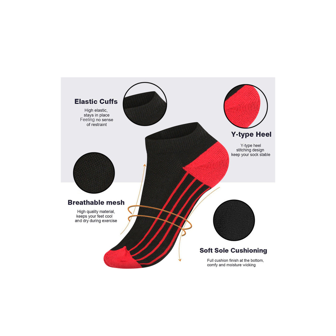 Mens Performance Ankle Socks 9 Pairs Moisture Wicking Cushioned Low Cut 6-12 Image 4