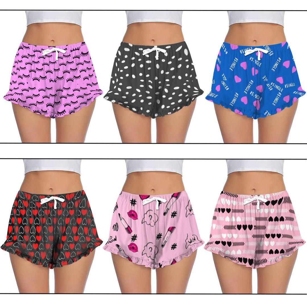 1-Pack Womens Ultra-Soft Cozy Fun Print Ruffled Hem Sleep Lounge Pajama Shorts Image 4