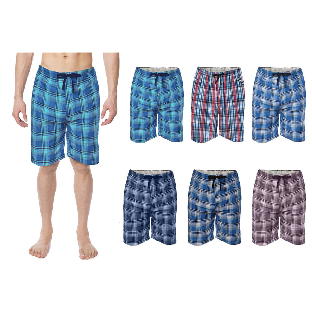 Mens Ultra Soft Plaid Pajama Shorts 3-Pack Lightweight Cotton Sleepwear Size Choice Image 2