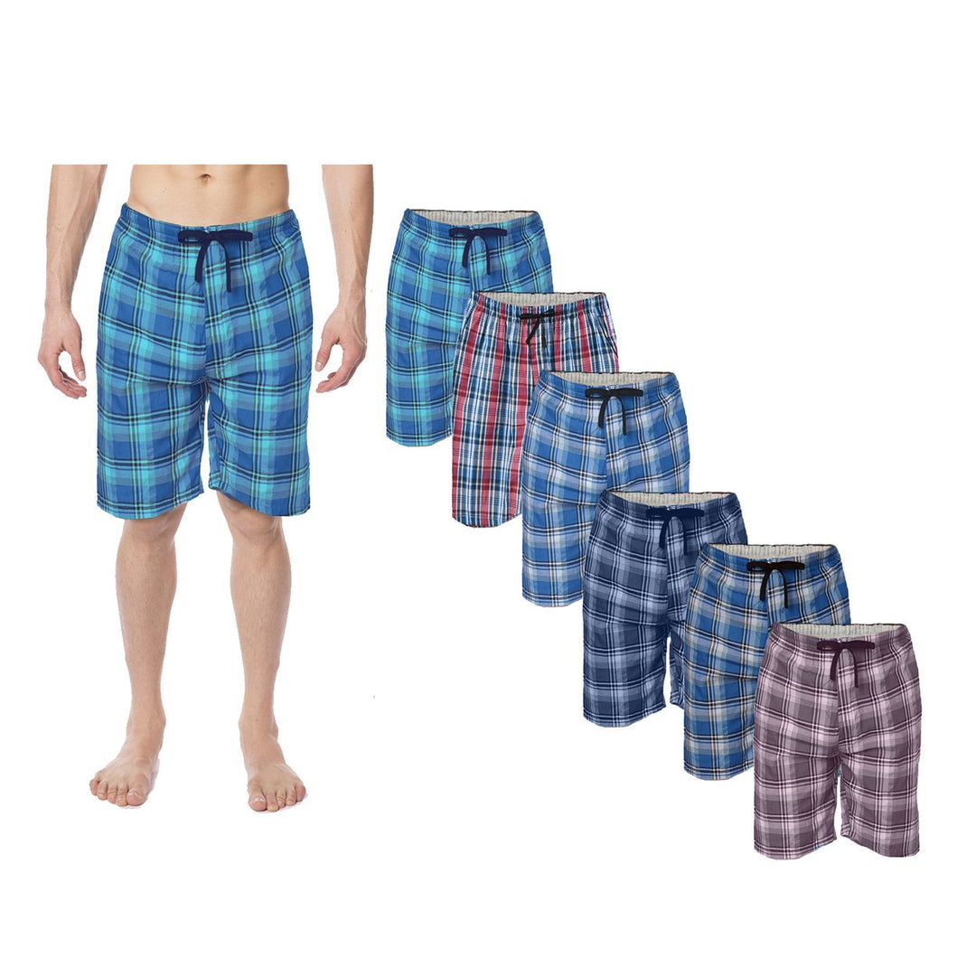 Mens Ultra Soft Plaid Pajama Shorts 3-Pack Lightweight Cotton Sleepwear Size Choice Image 3