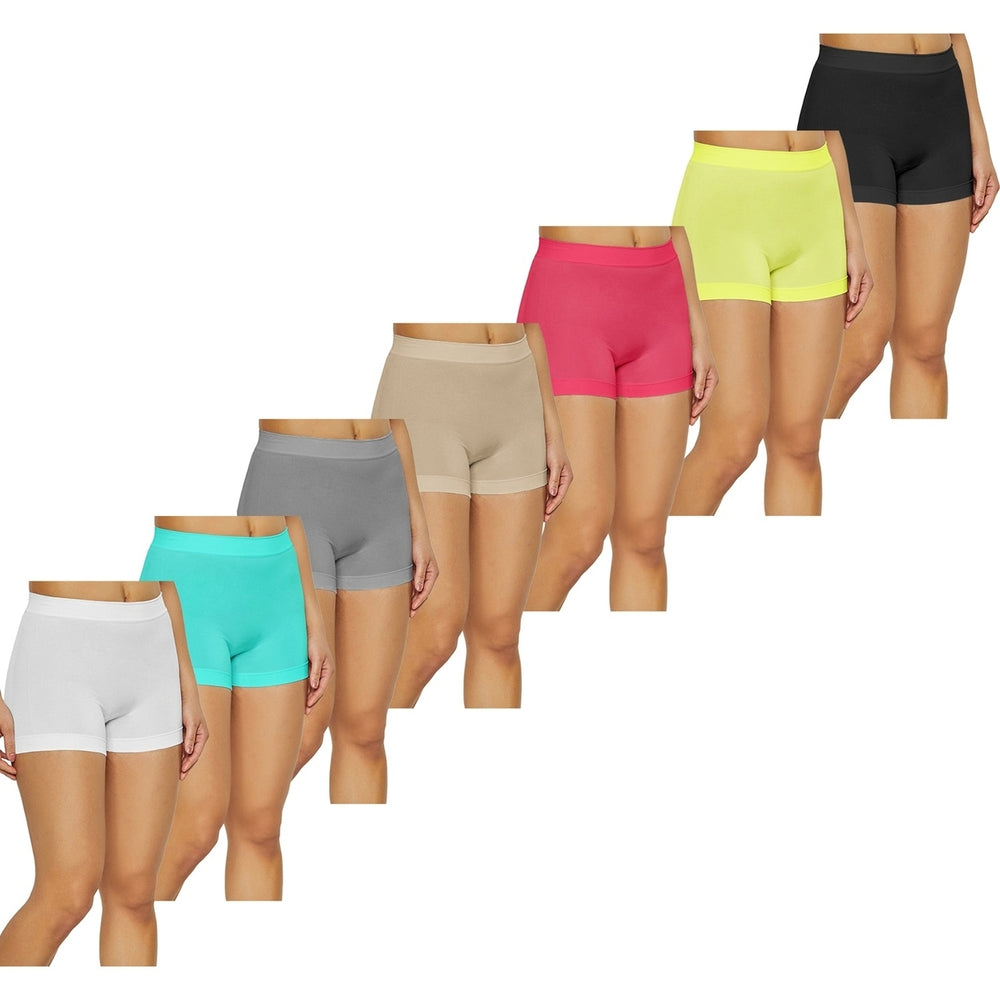 3-Pack Womens High Waisted Biker Bottom Shorts - Yoga Gym Running Ladies Pants Image 2