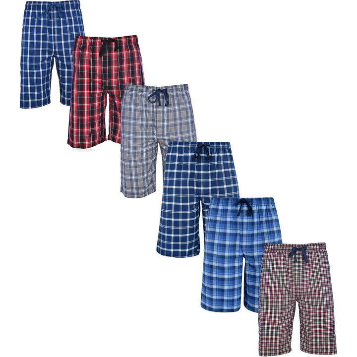 Mens Ultra Soft Plaid Lounge Pajama Shorts 3/6 Pack Cotton Sleepwear Comfort Image 4