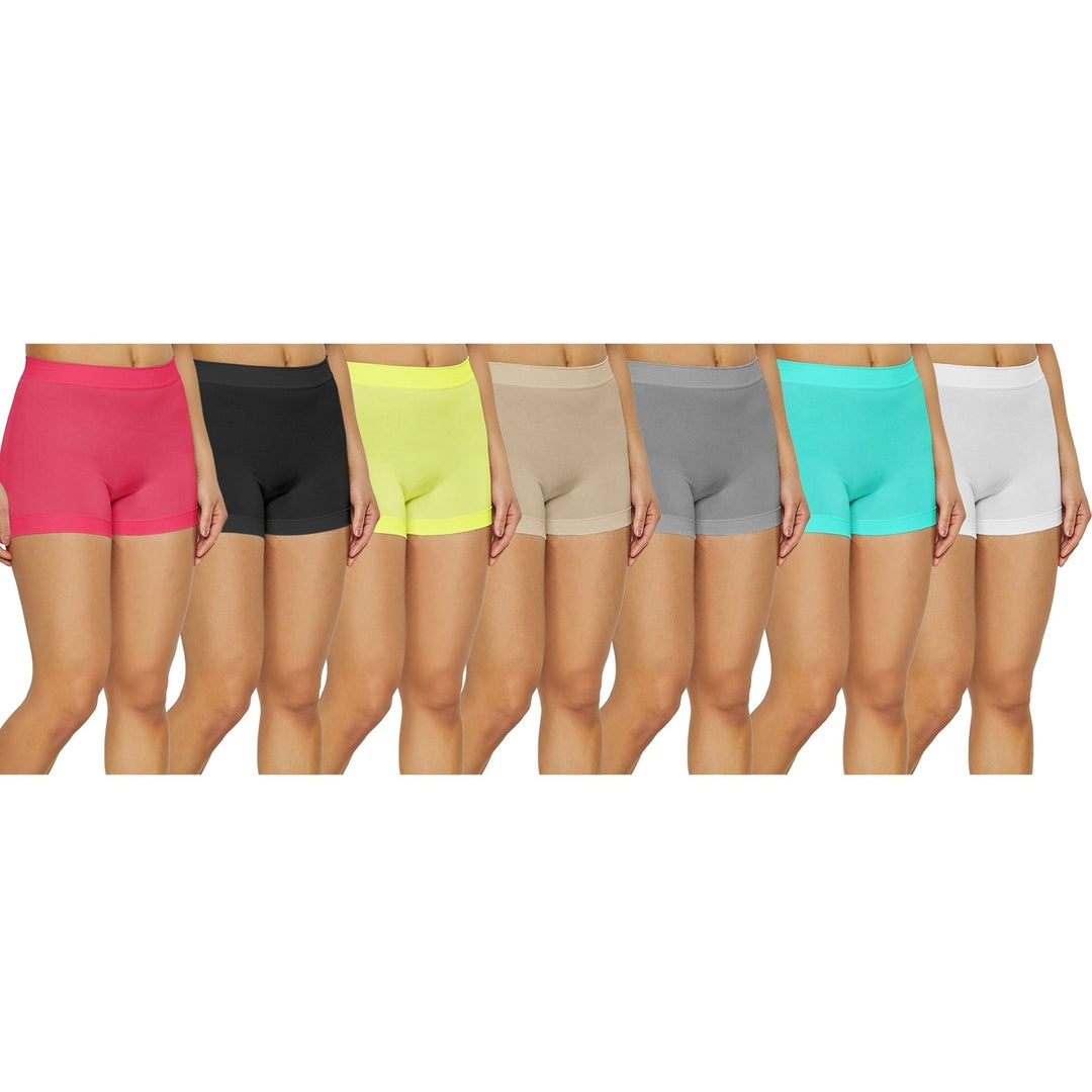 3-Pack Womens High Waisted Biker Bottom Shorts - Yoga Gym Running Ladies Pants Image 6
