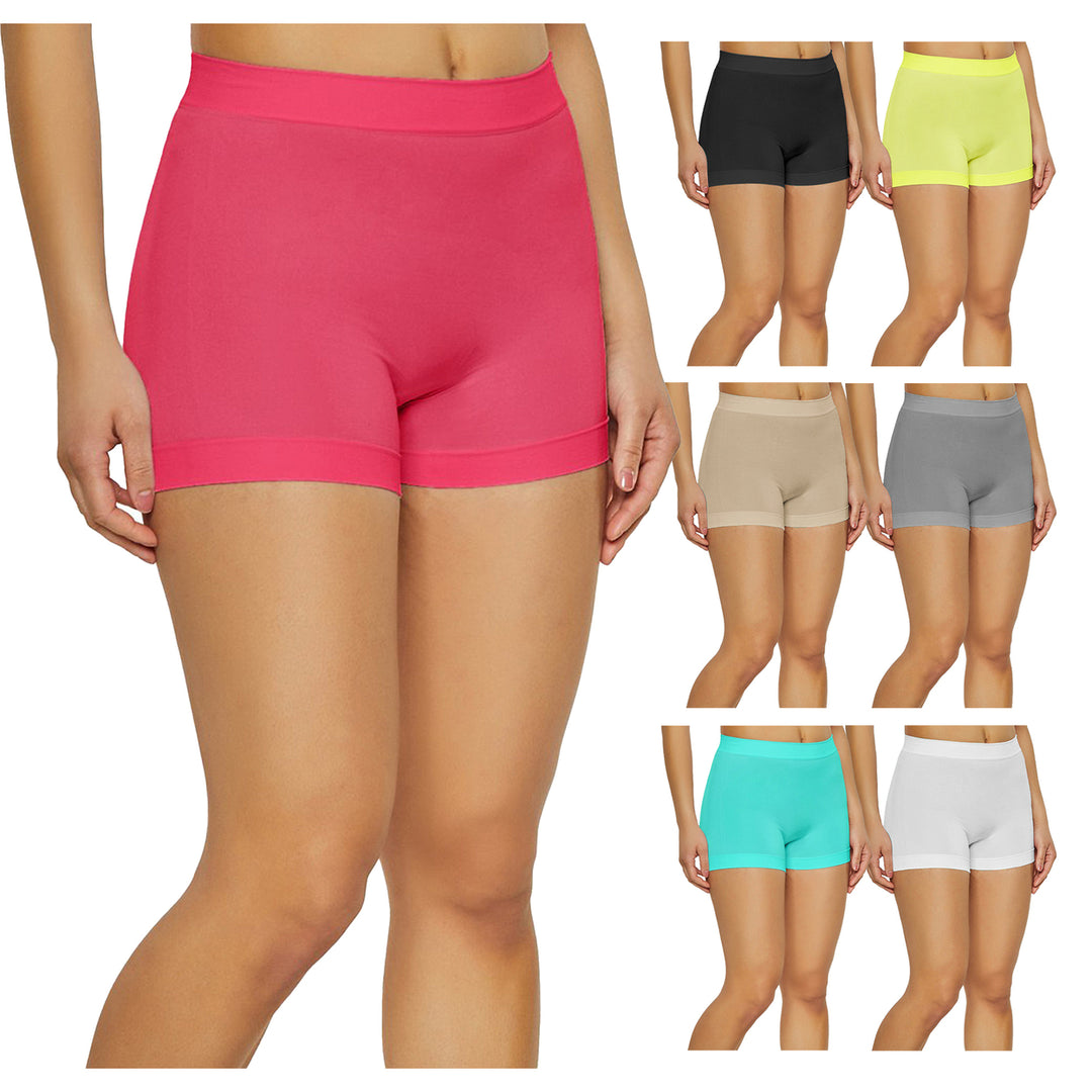 3-Pack Womens High Waisted Biker Bottom Shorts - Yoga Gym Running Ladies Pants Image 7