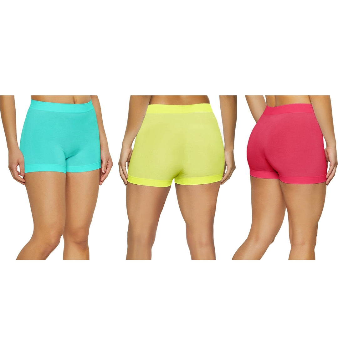 3-Pack Womens High Waisted Biker Bottom Shorts - Yoga Gym Running Ladies Pants Image 8