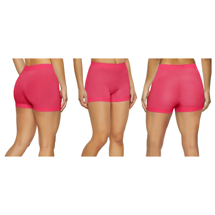 3-Pack Womens High Waisted Biker Bottom Shorts - Yoga Gym Running Ladies Pants Image 9
