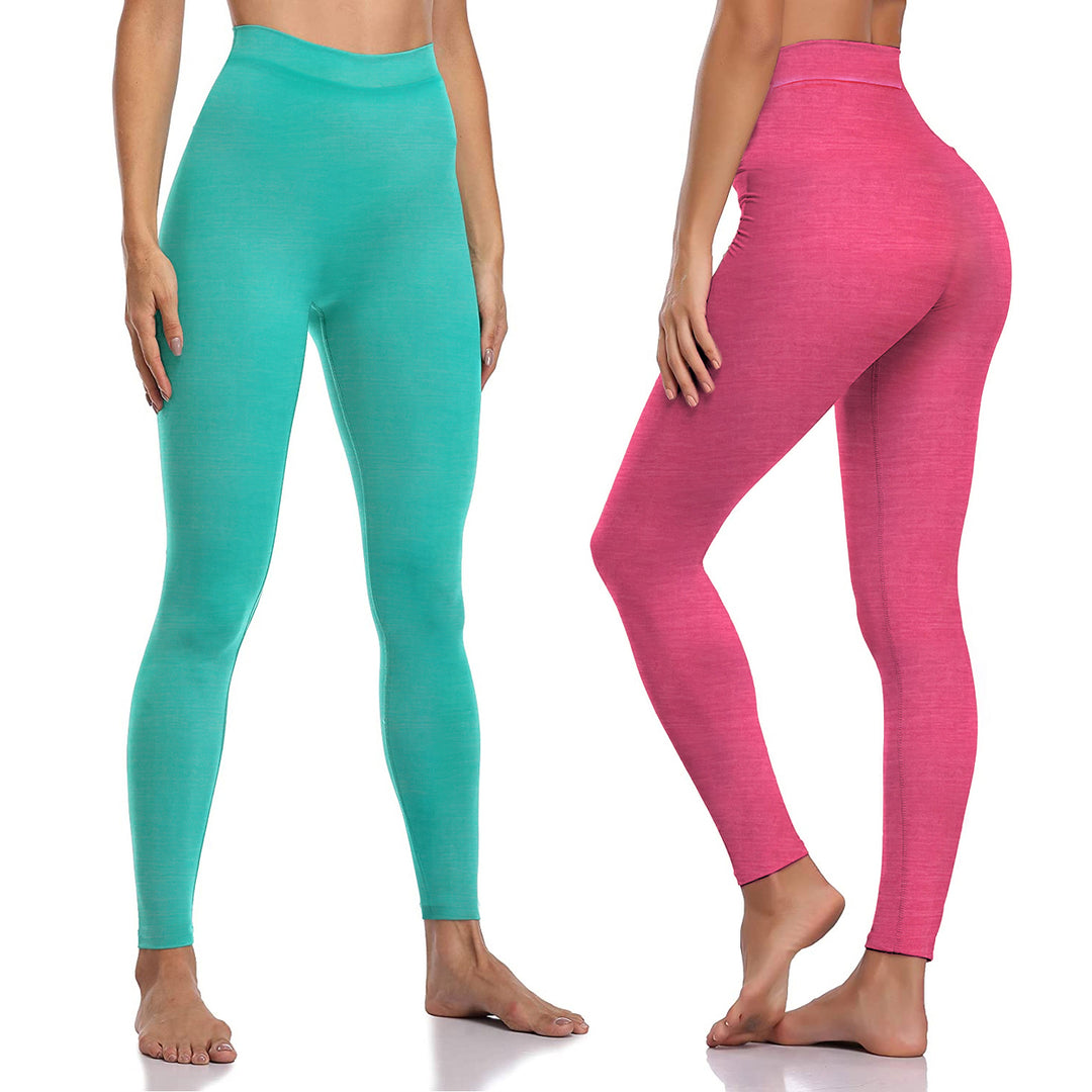 Womens Ultra-Soft Seamless Space Dye Yoga Leggings Stretch Activewear 1-Pack Image 3