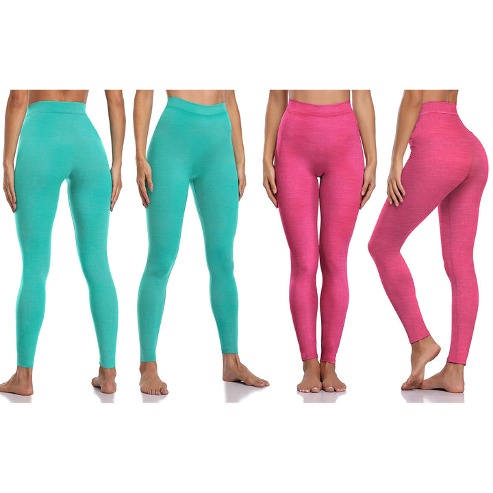 Womens Ultra-Soft Seamless Space Dye Yoga Leggings Stretch Activewear 1-Pack Image 4