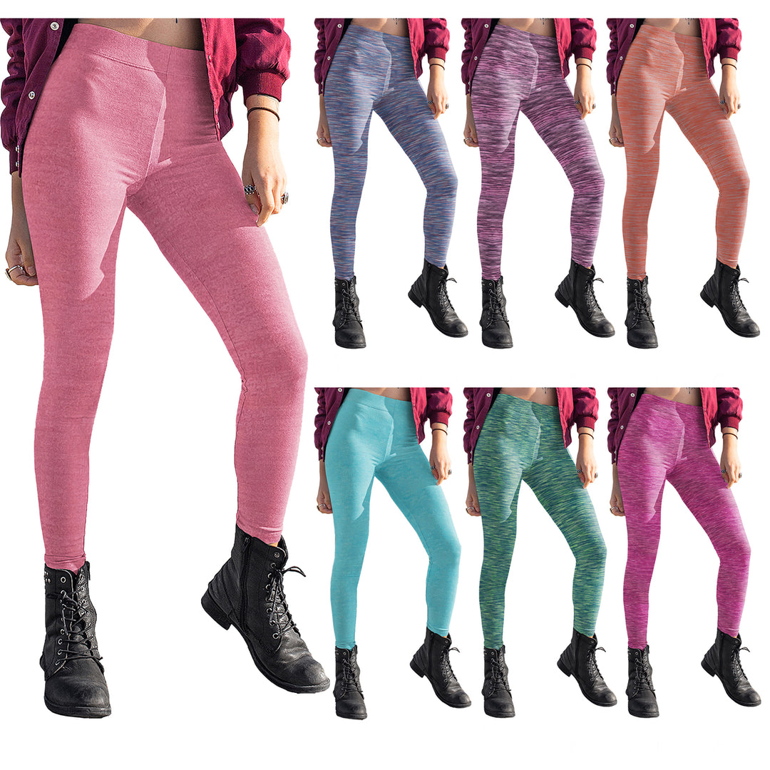 12-Pack Womens Ultra-Soft Space Dye Seamless Yoga Leggings Stretch Fit Image 7