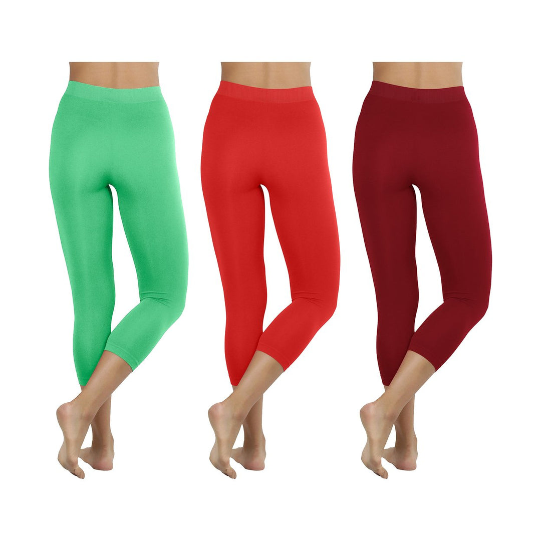 Womens High Waisted Ultra-Soft Capri Leggings Plus Size Active Yoga Stretch Image 3