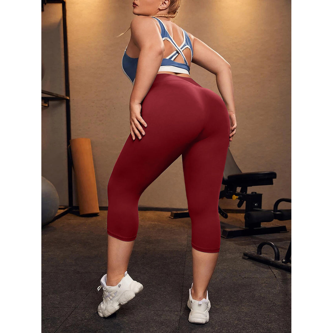 1-Pack Women Ultra-Soft High Waisted Smooth Stretch Active Yoga Capri Leggings (Plus Size Available) Image 11