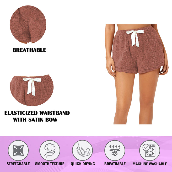 2-Pack Womens Micro-Fleece Pajama Shorts Ultra Plush Soft Sleepwear 100% Polyester Image 10