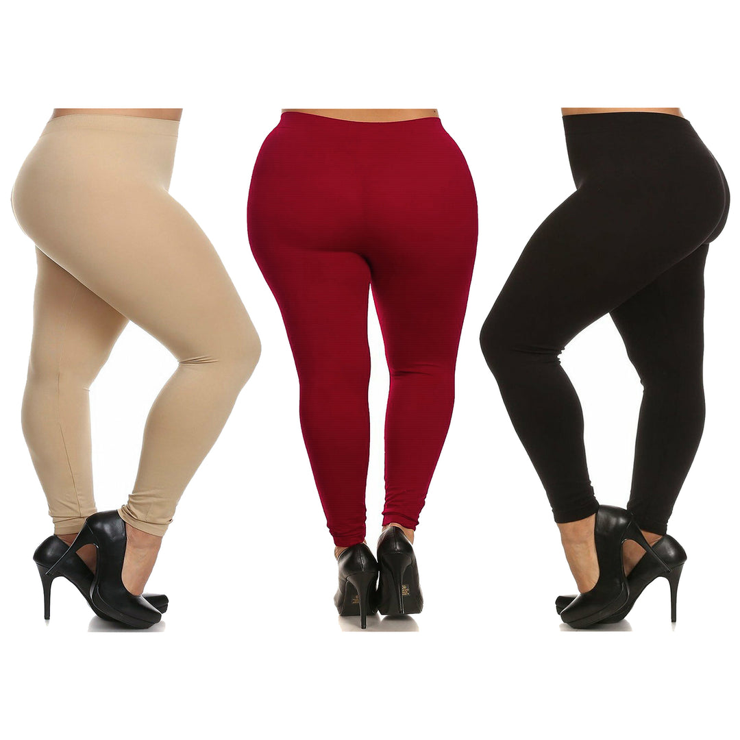 2-Pack Womens Plus Size High Waisted Ultra-Soft Yoga Leggings Ankle-Length Image 3