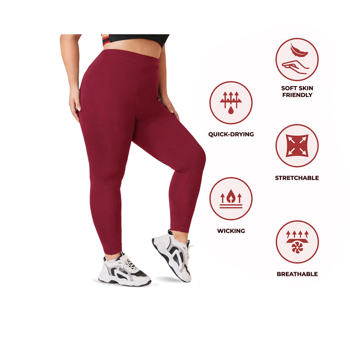 2-Pack Womens Plus Size High Waisted Ultra-Soft Yoga Leggings Ankle-Length Image 9