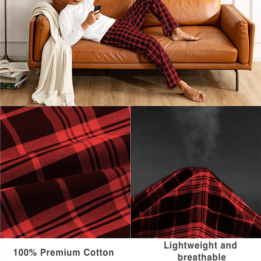 Mens Ultra-Soft Plaid Lounge Pajama Pants 2-Pack Cotton Sleep Wear Casual Loungewear Image 8