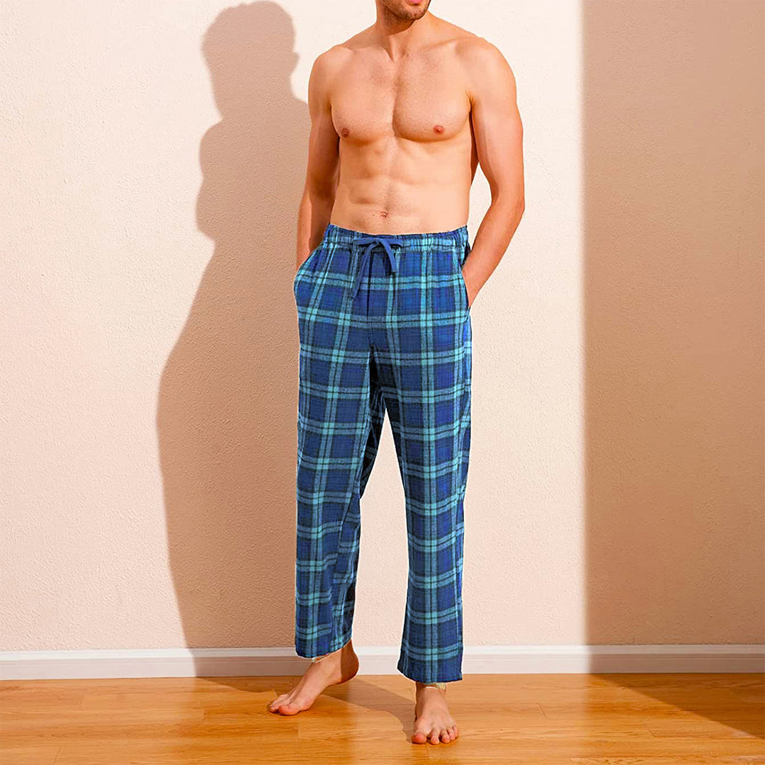 Mens Ultra-Soft Plaid Lounge Pajama Sleep Pants 5-Pack Cotton Adjustable Waist Image 8