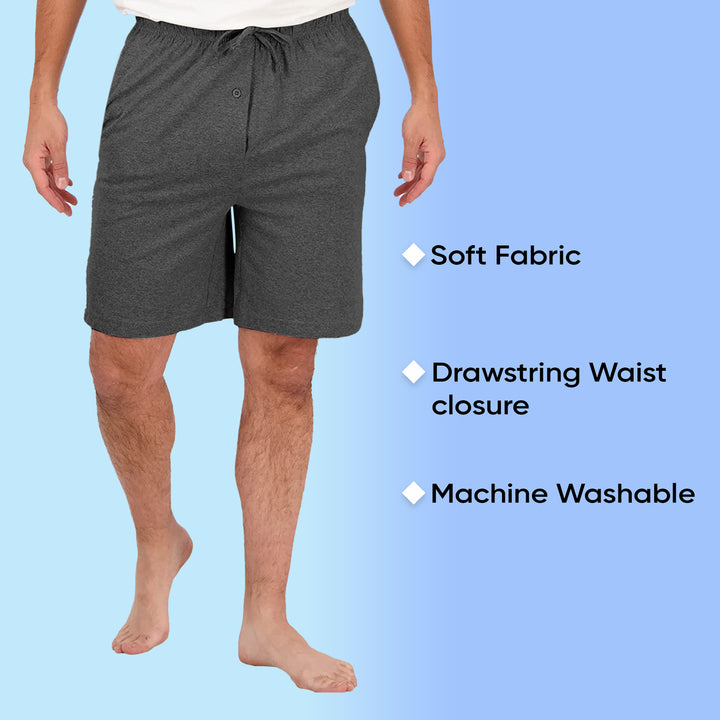 Mens Ultra Soft Jersey Knit Lounge Pajama Shorts 1-Pack Adjustable Drawstring Image 9