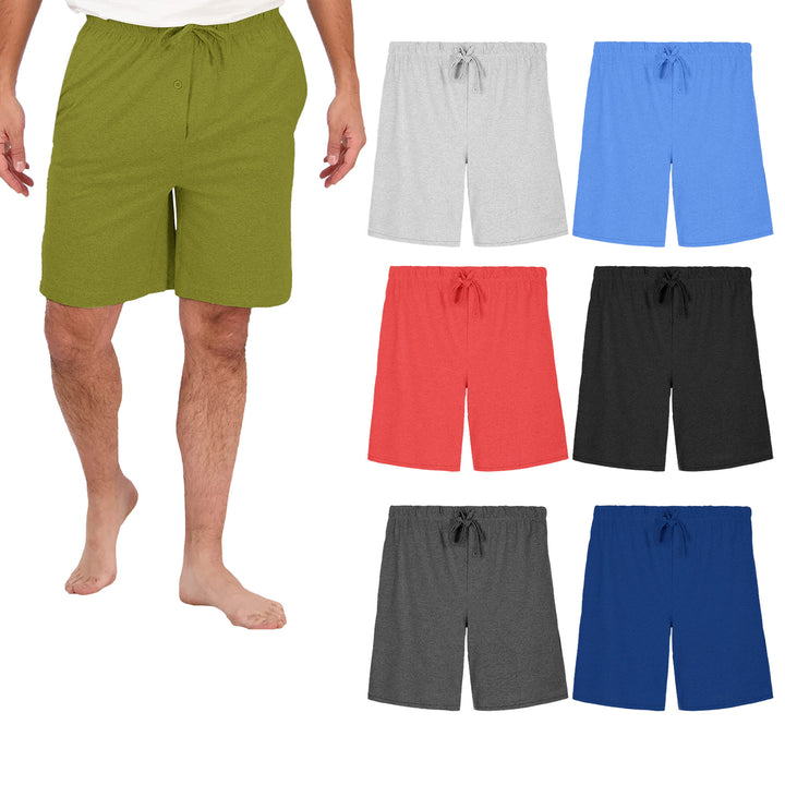 Mens Ultra Soft Jersey Knit Lounge Shorts 6 Pack Variety Comfortable Sleep Wear Image 2