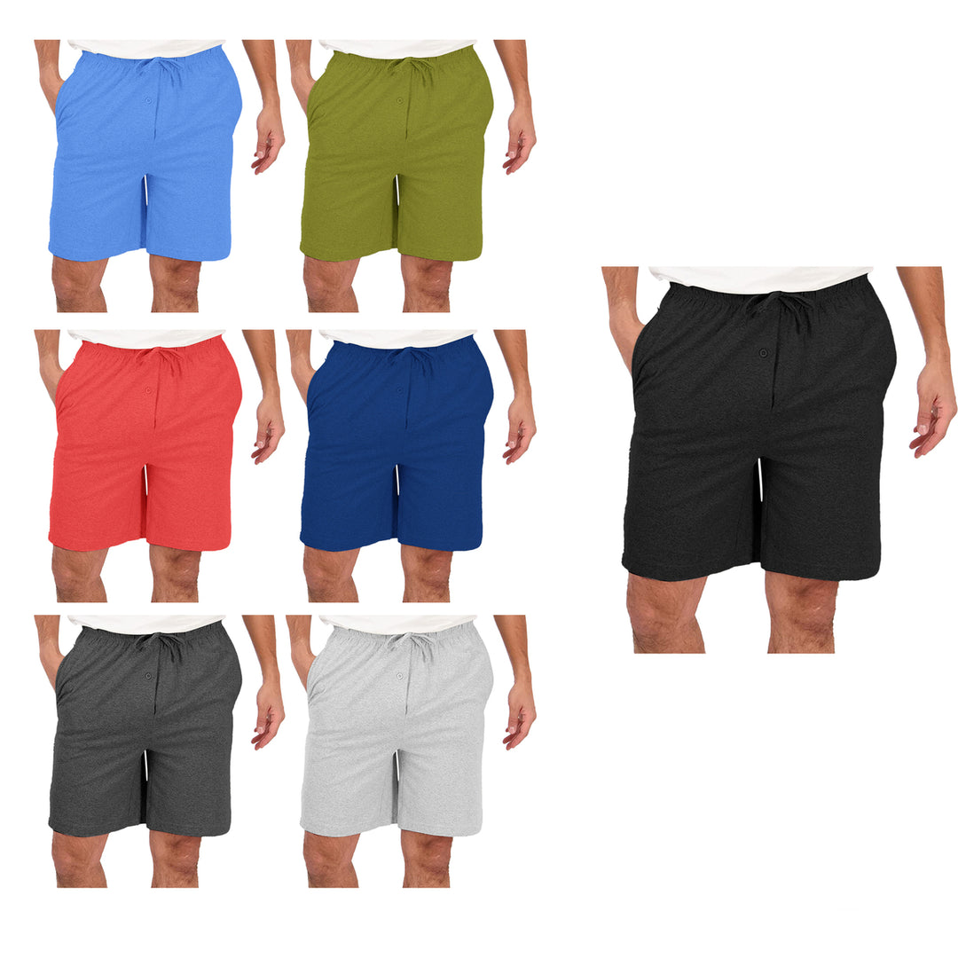 Mens Ultra Soft Jersey Knit Lounge Shorts 6 Pack Variety Comfortable Sleep Wear Image 3