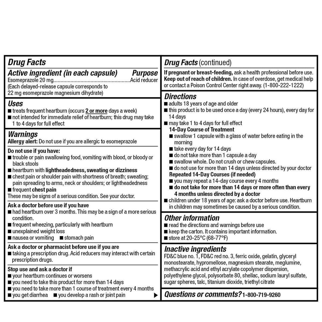 Kirkland Signature Esomeprazole 20 mg.42 Capsules Image 3