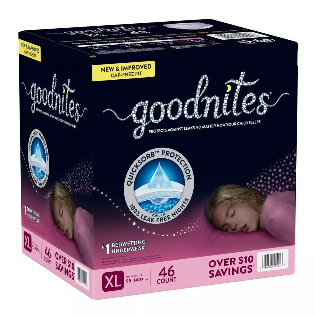 Goodnites Nighttime Bedwetting Underwear for Girls XL (95-140 Pounds) 46 Count Image 2