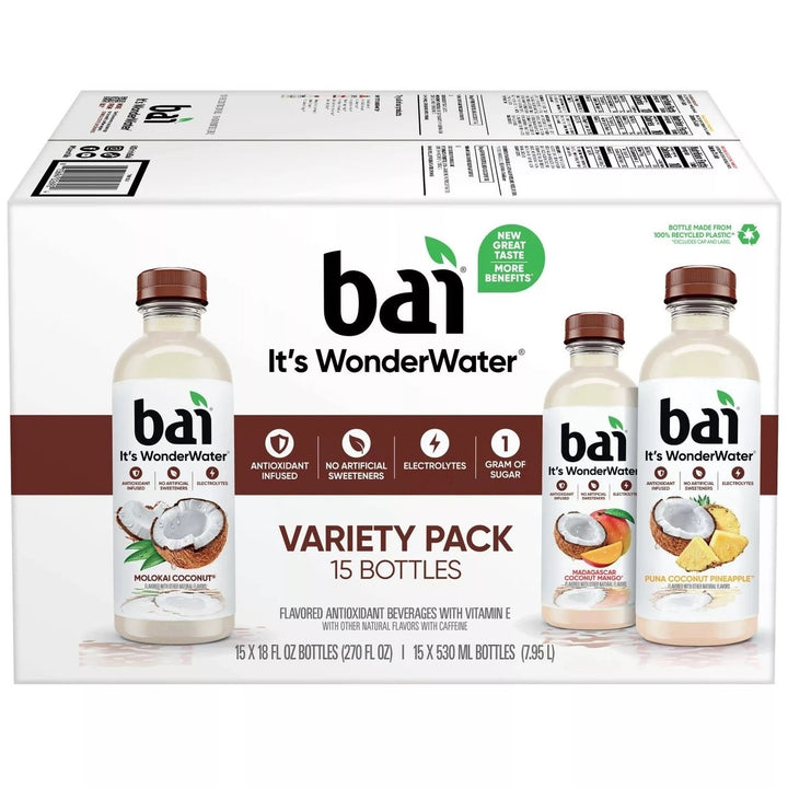 Bai Cocofusions Variety Pack 18 Fluid Ounce (Pack of 15) Image 1