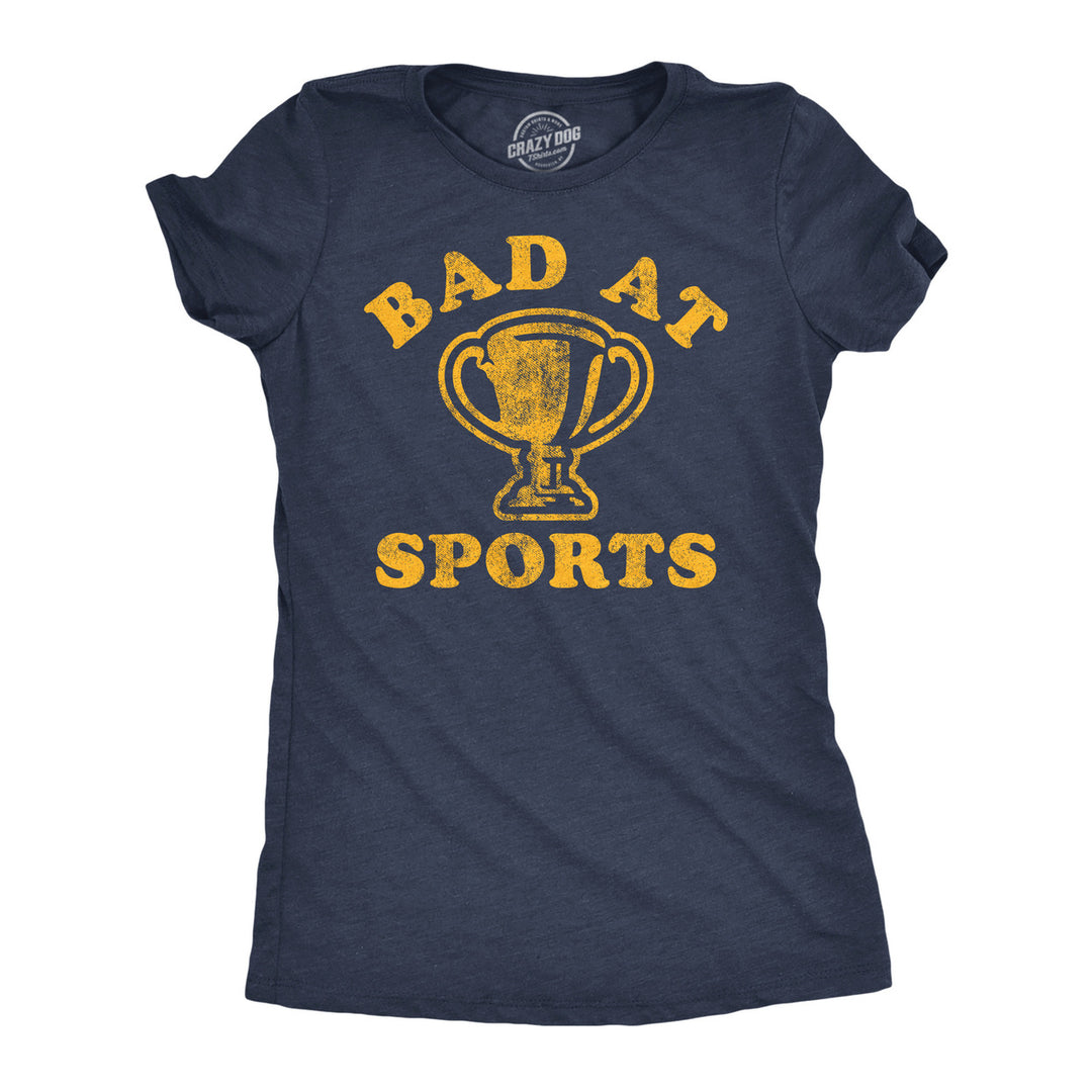 Womens Funny T Shirts Bad At Sports Sarcastic Fitness Tee For Ladies Image 1