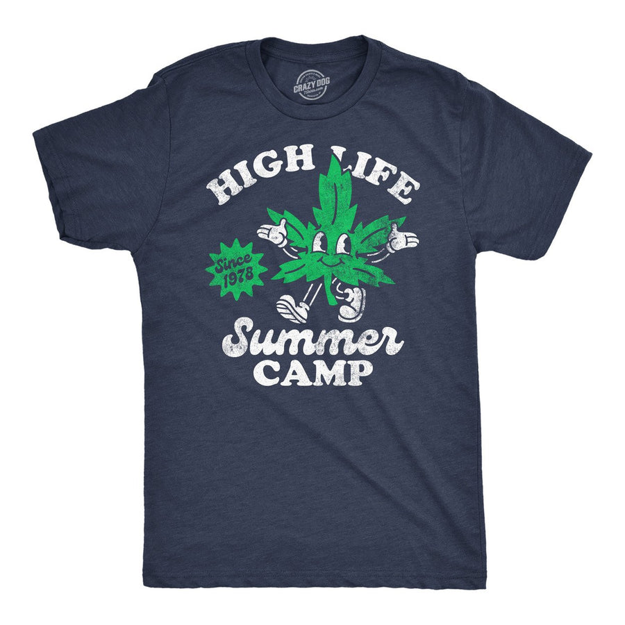 Mens High Life Summer Camp Funny T Shirts Sarcastic 420 Graphic Tee For Men Image 1