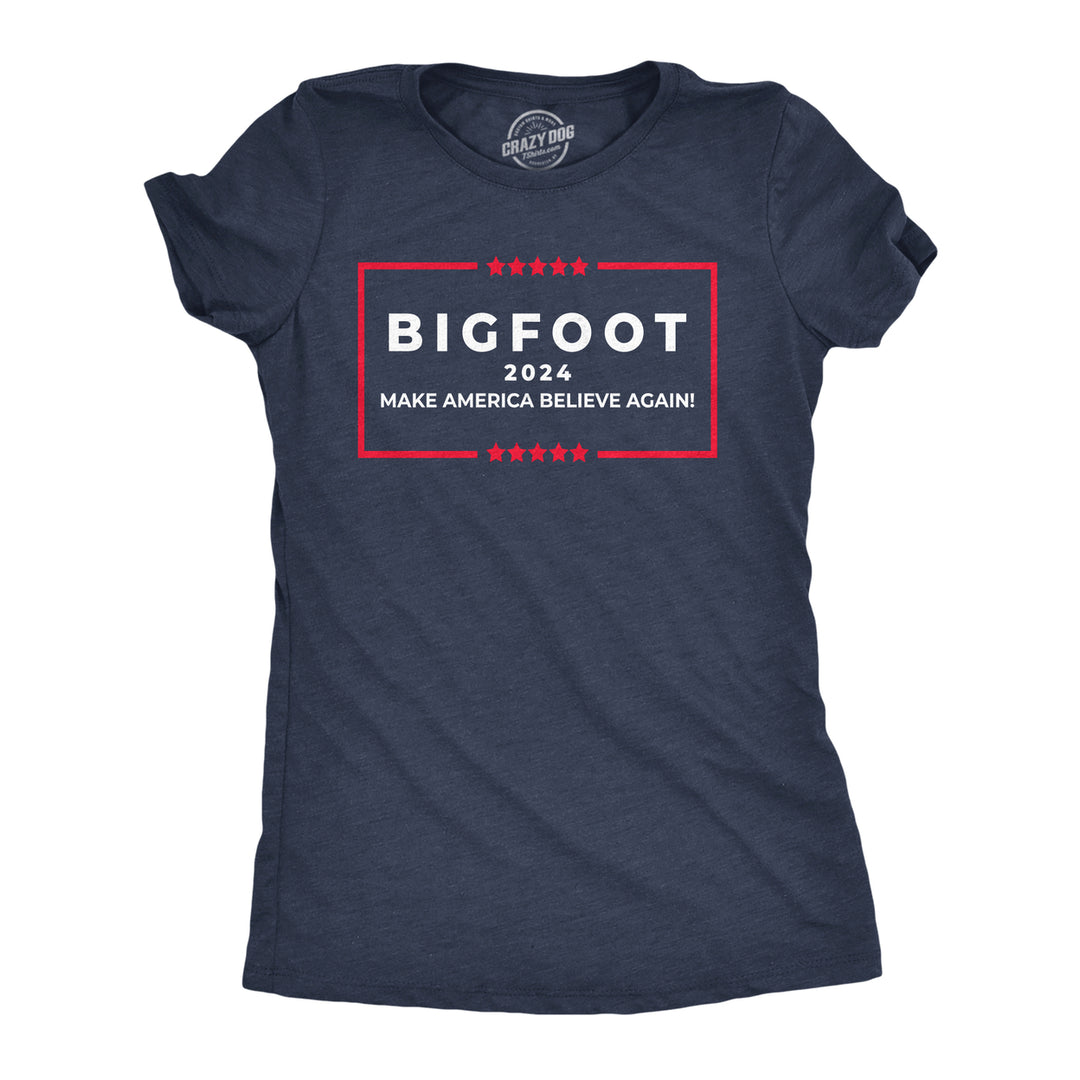 Womens Bigfoot 2024 Funny T Shirts Sarcastic Sasquatch Graphic Tee For Ladies Image 1