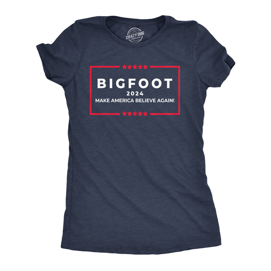 Womens Bigfoot 2024 Funny T Shirts Sarcastic Sasquatch Graphic Tee For Ladies Image 1