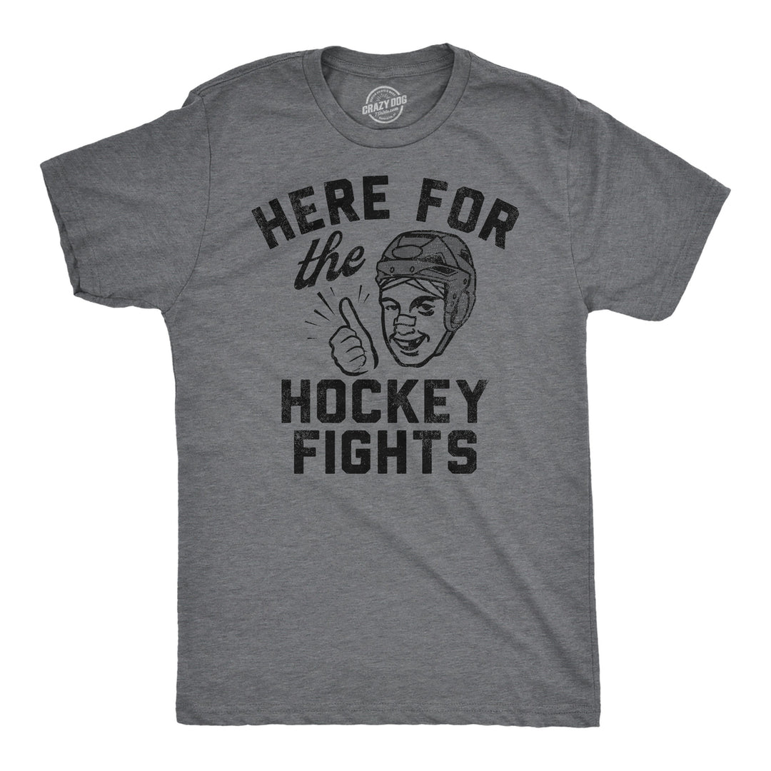 Mens Funny T Shirts Here For The Hockey Fights Sarcastic Ice Hockey Tee For Men Image 1