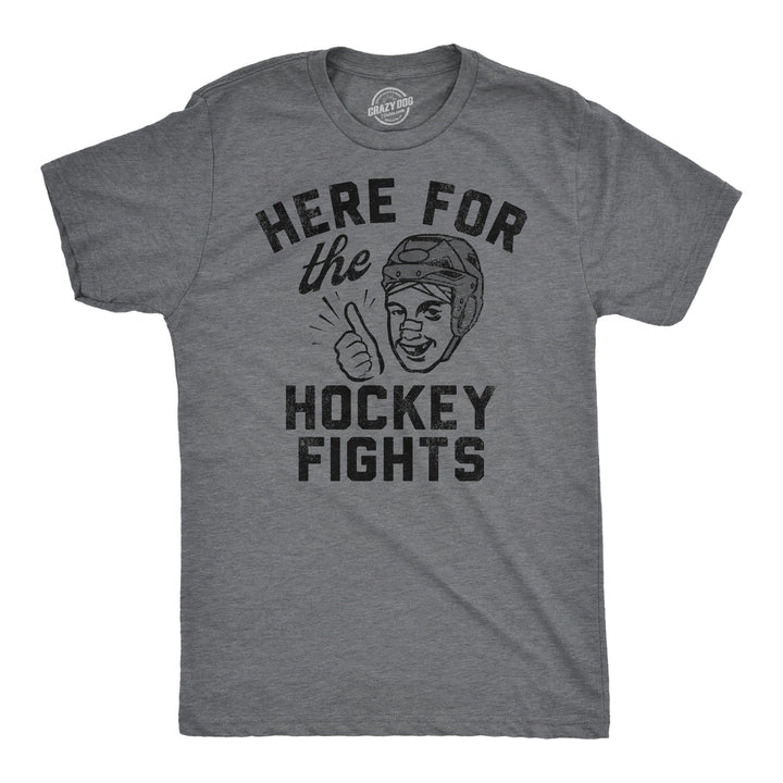 Mens Funny T Shirts Here For The Hockey Fights Sarcastic Ice Hockey Tee For Men Image 1