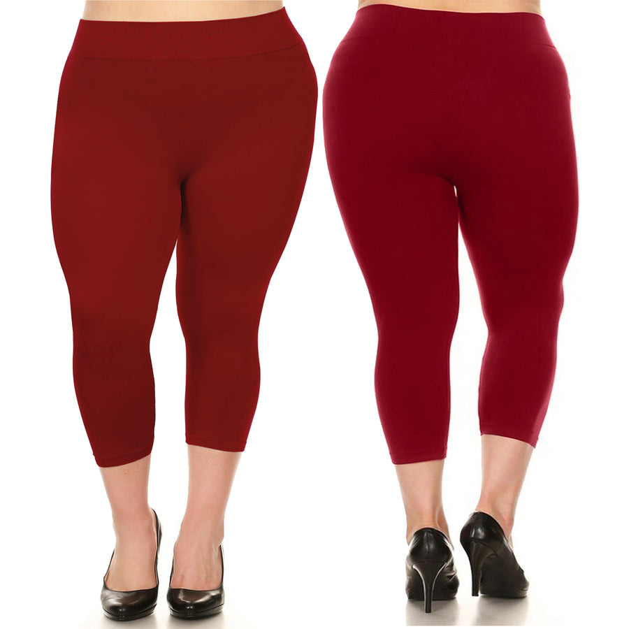 2-Pack Womens Plus Size High-Waisted Yoga Capri Leggings - Ultra-SoftSmooth Stretch (Plus Size Available) Image 1