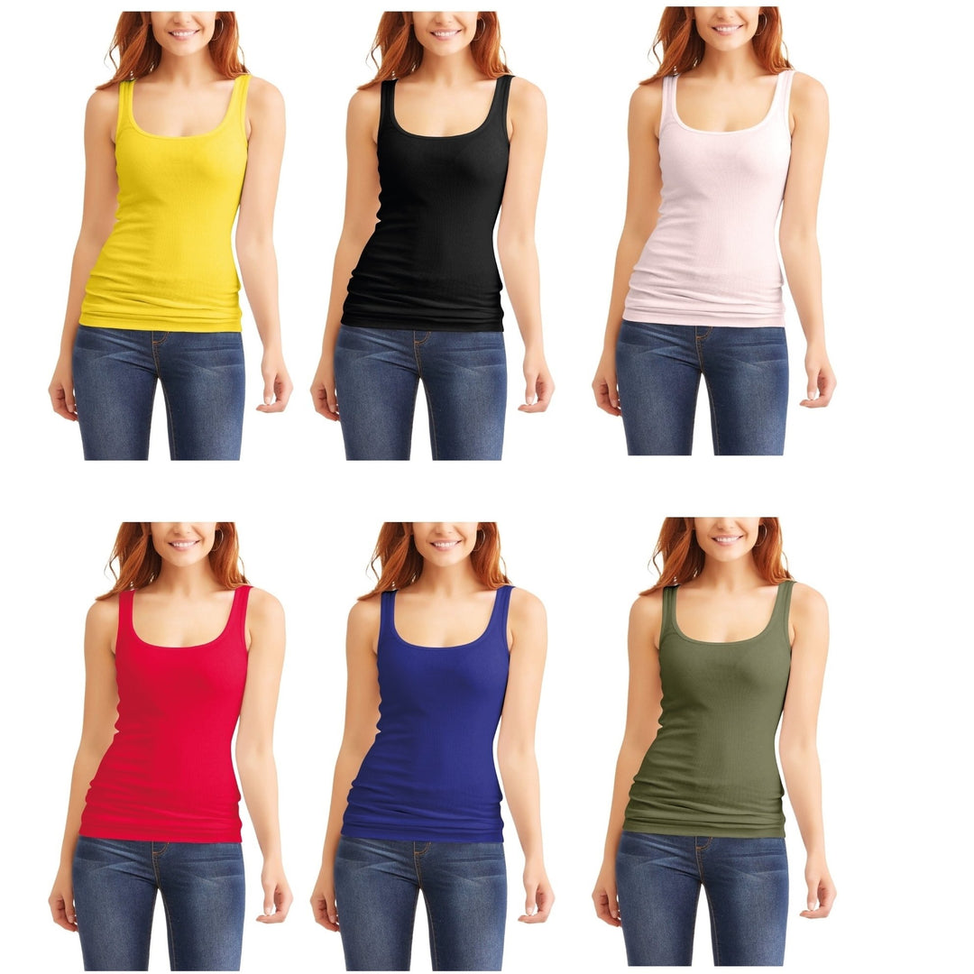 3-Pack Women Cotton Ribbed Racerback Tank Tops Sizes S-XL Soft Breathable Image 3