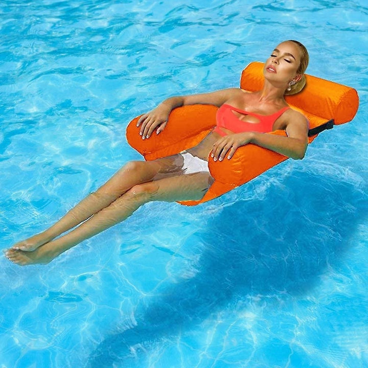 Chair Pool Seats Swimming Floating Water Bed Lounge Chairs Pool Float Inflatable Water Hammock(Orange) Image 1