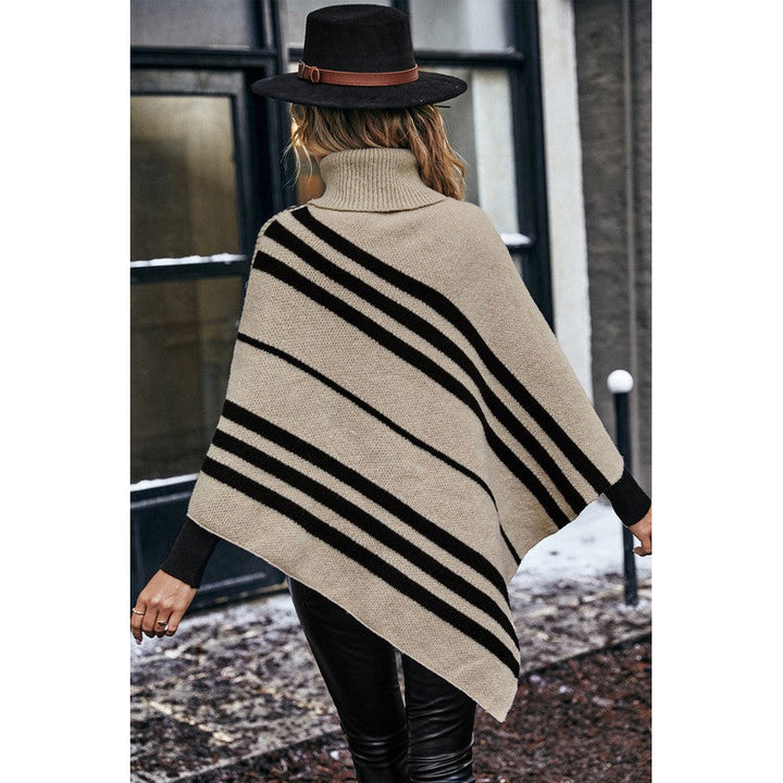 Asymmetrical Stripes Cozy Poncho Image 4