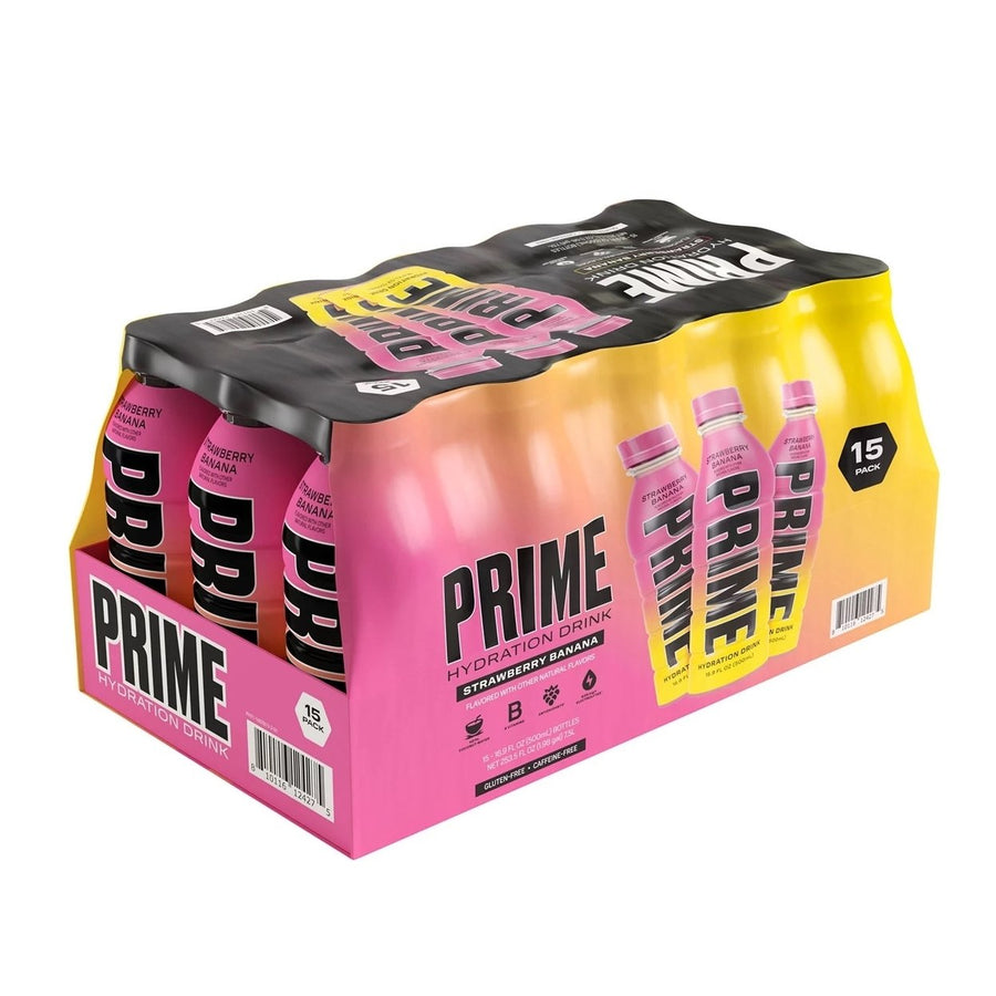 Prime Hydration Drink Strawberry Banana 16.9 Fluid Ounce (Pack of 15) Image 1