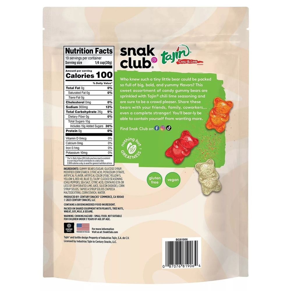 Snak Club Tajin Gummy Bears (20 Ounce) Image 2