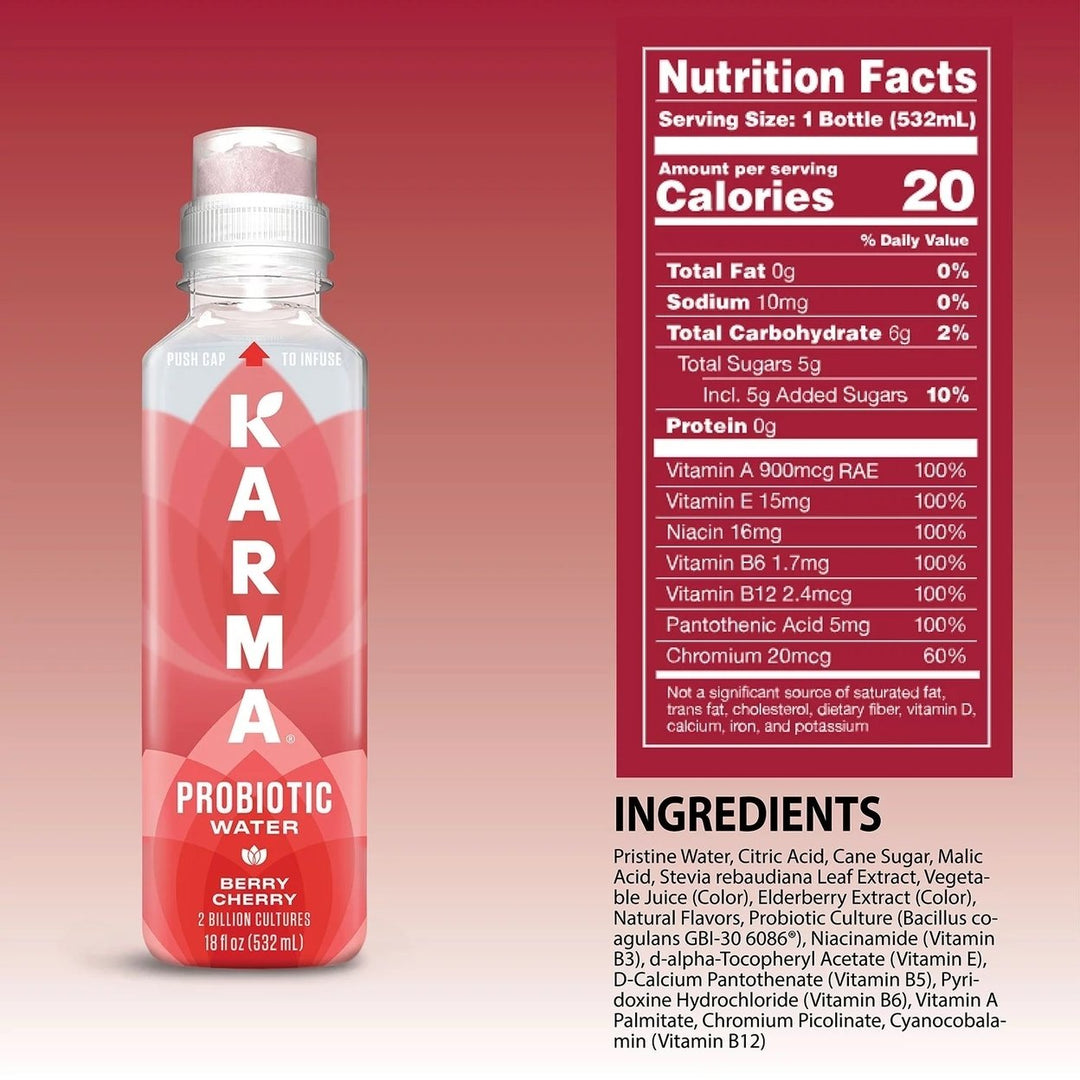 Karma Probiotic Water Variety Pack 18 Fluid Ounce (Pack of 12) Image 3