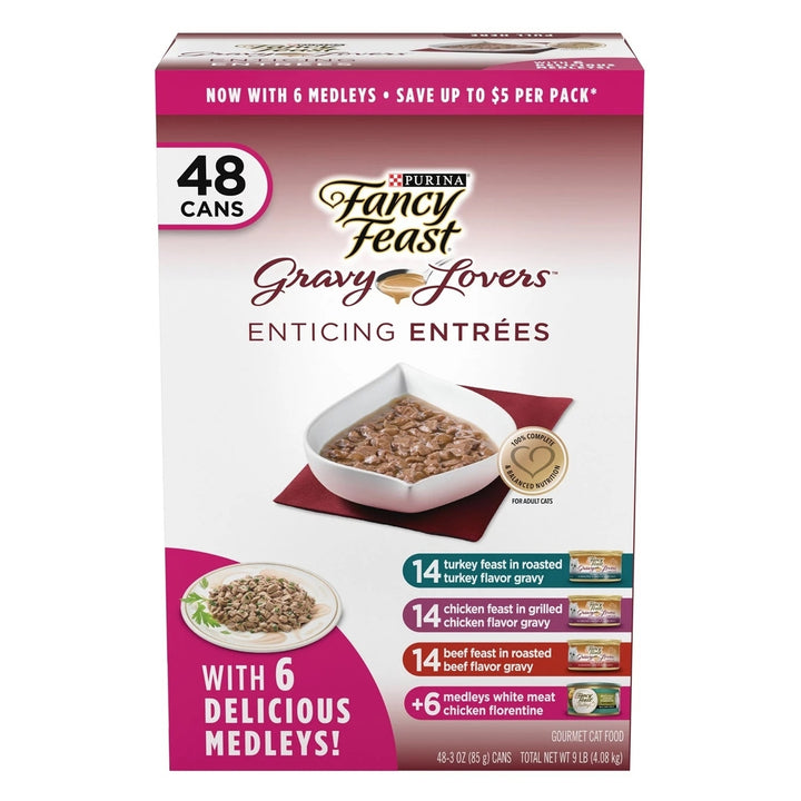 Fancy Feast Medleys Seafood Selections and Gravy Lovers Wet Cat Food 3 Oz (48 Ct) Image 1