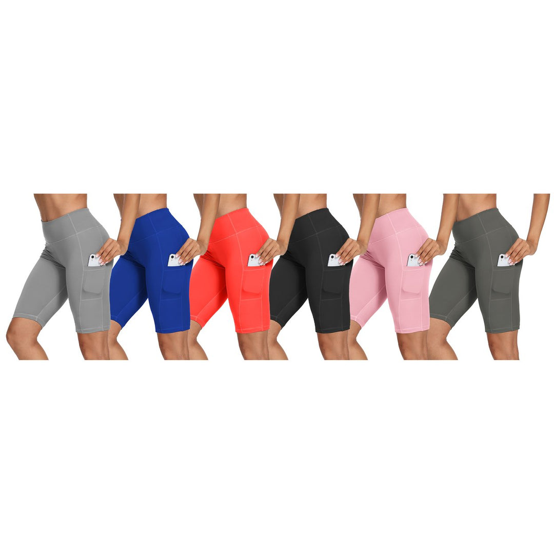 2-Pack Womens Comfortable Athletic Ultra-Soft High-Waist Stretchy Biker Shorts Image 1